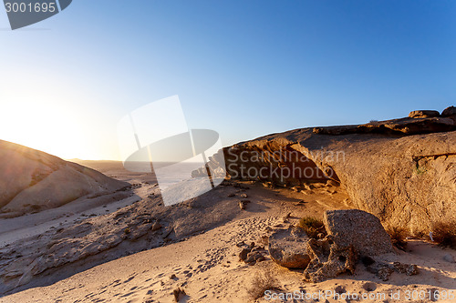 Image of Rock formation in Namib desert in sunset, landscape