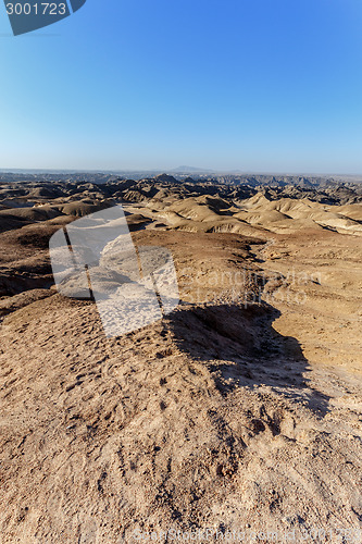 Image of panorama of fantrastic Namibia moonscape landscape