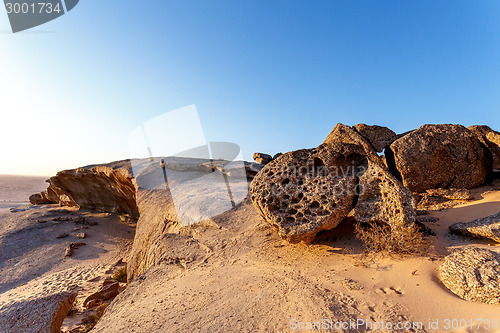 Image of Rock formation in Namib desert in sunset, landscape