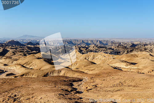 Image of panorama of fantrastic Namibia moonscape landscape