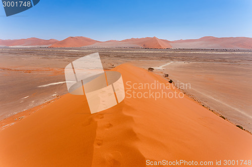 Image of Dune 45 in sossusvlei Namibia, view from the top of a Dune 45 in sossusvlei Namibia, view from the top of a dune