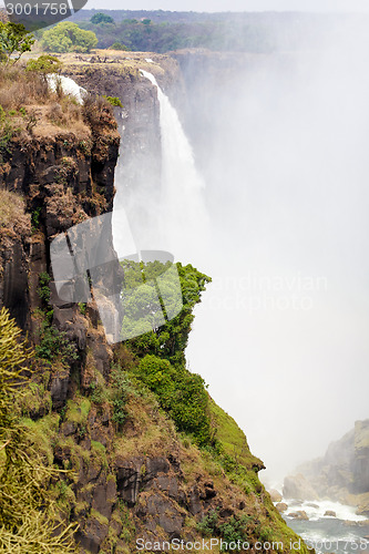 Image of The Victoria falls with mist from water