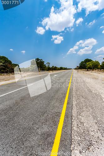 Image of Endless road with blue sky