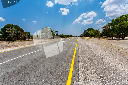 Image of Endless road with blue sky