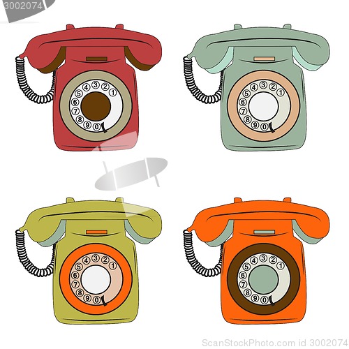 Image of retro phone items set on white