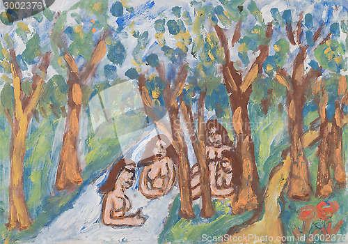 Image of Girls bathing in the river