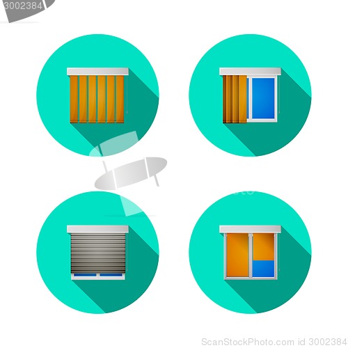 Image of Flat vector icons for windows with louvers