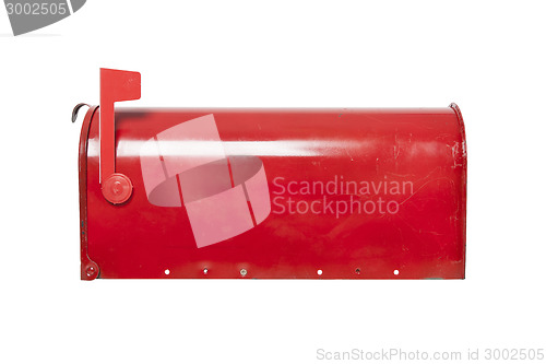 Image of Red mailbox on white with flag