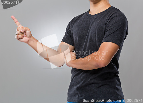 Image of Man with finger point aside