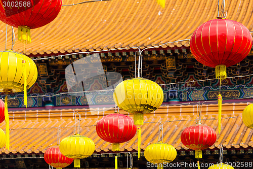 Image of Paper lanterns in in Wong Tai Sin Temple in Hong Kong 
