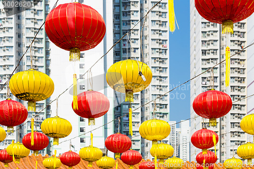 Image of Red Chinese lantern in a Chinese Temple 