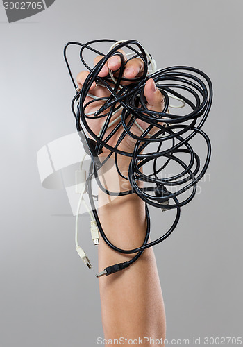 Image of Man hold with different cable