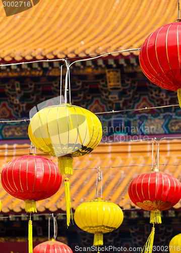 Image of Red and yellow Lantern in Chinese temple 
