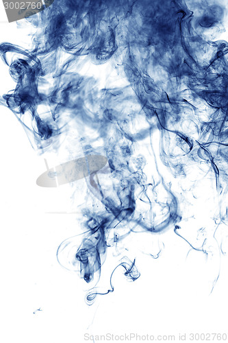 Image of Blue smoke isolated on white 