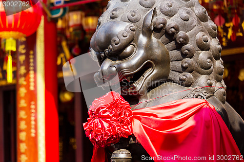 Image of Lion statue in buddha temple 