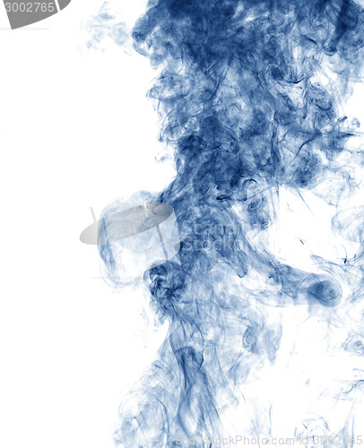 Image of Blue smoke on white background