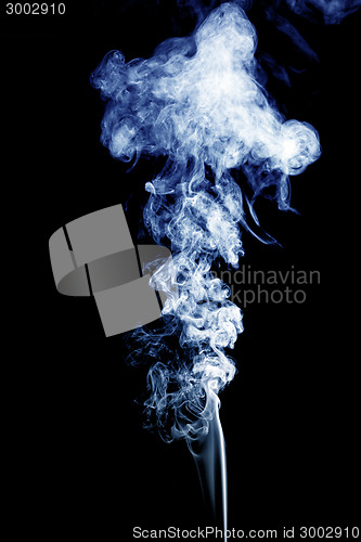 Image of Blue smoke on black background 