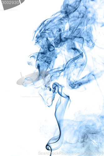 Image of Blue smoke isolated on white 