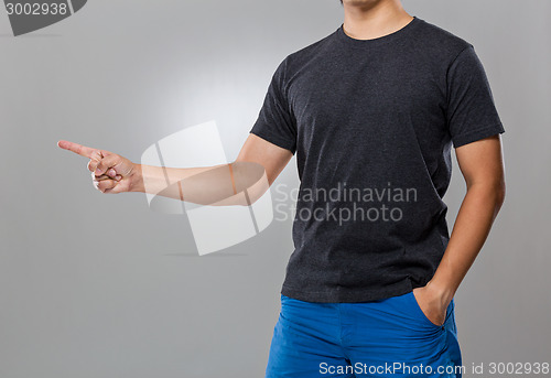 Image of Man with finger point aside