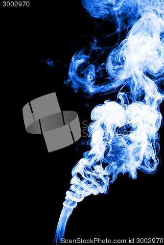 Image of Smoke in blue color on black background