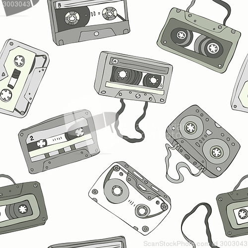 Image of Seamless pattern of retro cassette tapes