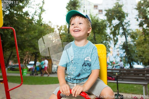 Image of Portrait of happy beautiful little boy