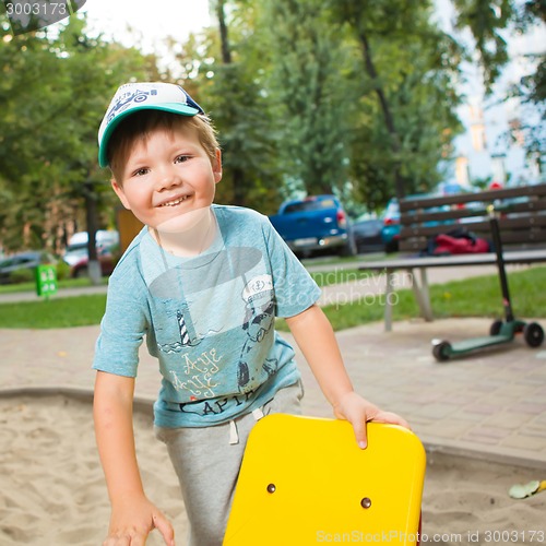 Image of Portrait of happy beautiful little boy