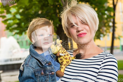 Image of Young mother and her toddler girl
