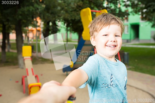 Image of Portrait of happy beautiful little boy