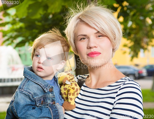Image of Young mother and her toddler girl