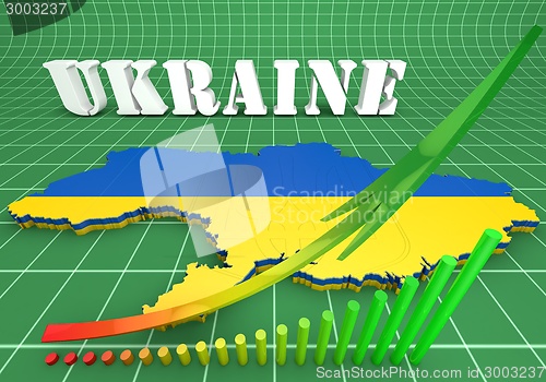 Image of map illustration of Ukraine with flag