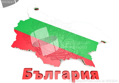 Image of map illustration of Bulgaria with flag