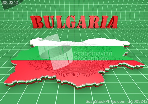 Image of map illustration of Bulgaria with flag