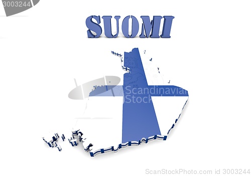 Image of map illustratin of Finland with flag
