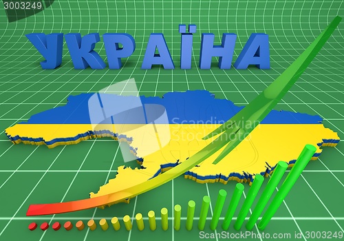 Image of map illustration of Ukraine with flag