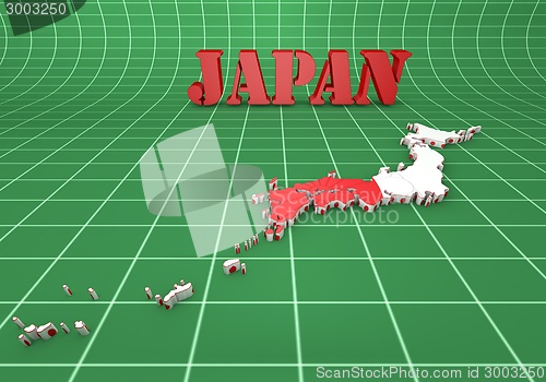 Image of map of Japan with flag