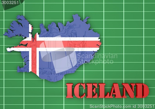 Image of map illustration of Iceland with flag