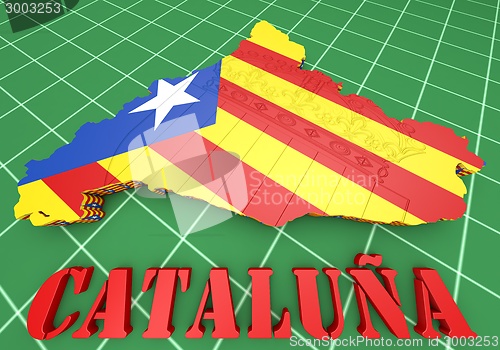 Image of map illustration of Catalonia with flag