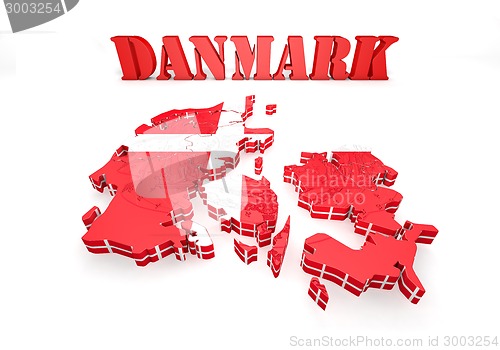 Image of map illustration of Denmark with flag