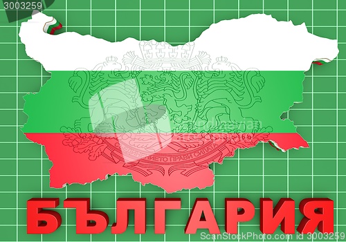 Image of map illustration of Bulgaria with flag