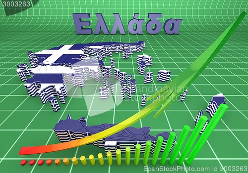 Image of map illustration of Greece with flag