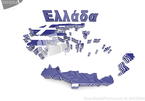 Image of map illustration of Greece with flag