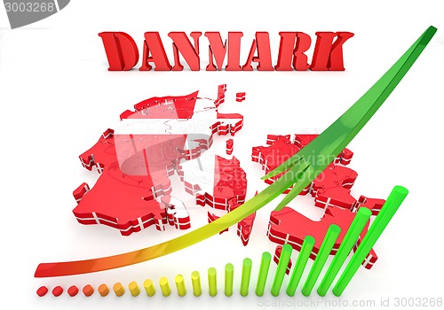 Image of map illustration of Denmark with flag