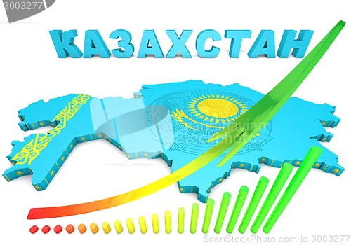 Image of map illustration of Kazakhstan with flag