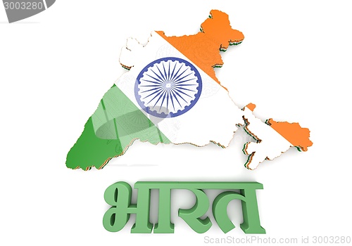 Image of Map illustration of India with flag