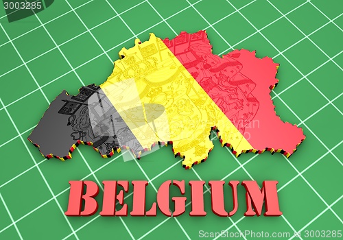 Image of map illustration of Belgium with flag