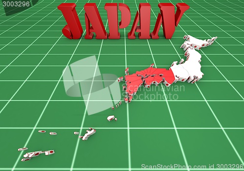 Image of map of Japan with flag