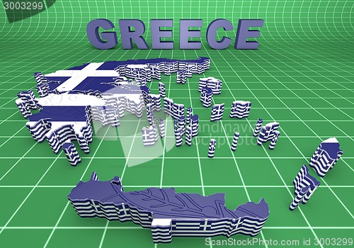 Image of map illustration of Greece with flag