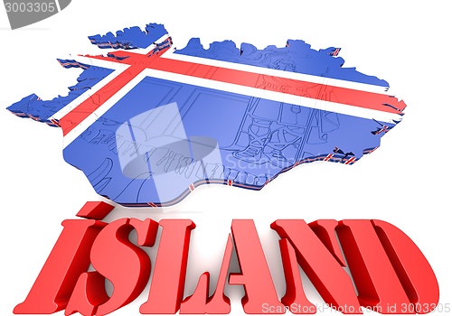 Image of map illustration of Iceland with flag