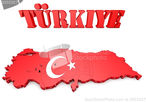 Image of map illustration of Turkey with flag
